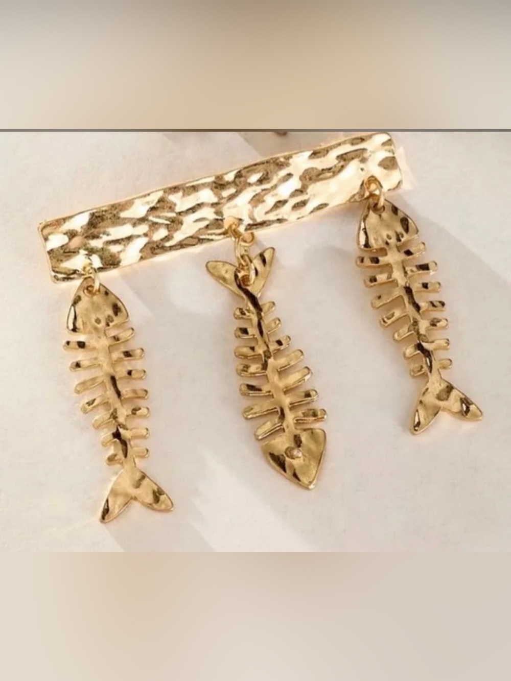 NWT $20 Free People Fish Outta Water Brooch In Gold